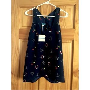 Anthropologie split back nautical-themed tank top